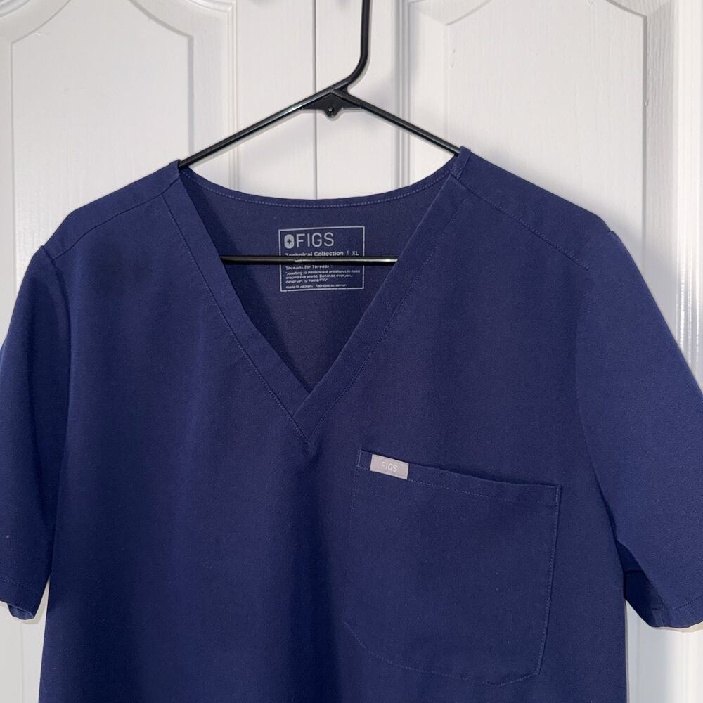 Figs Technical Collection Catarina One Pocket Scrub Top Shirt Women XL Navy Blue - Picture 3 of 7